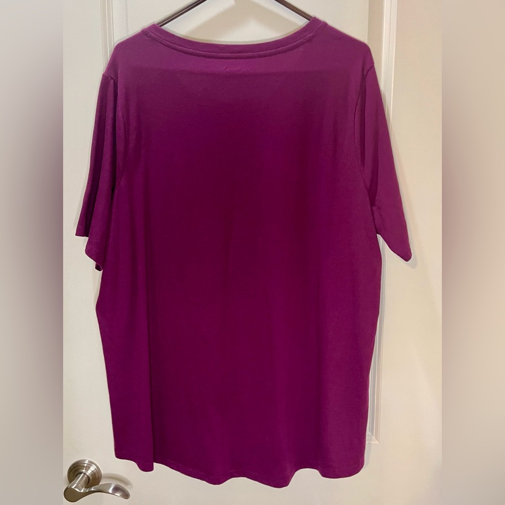 NWT Terra & Sky Purple Short Sleeve Relaxed T-Shirt Long Length Sz 2X - Picture 5 of 5